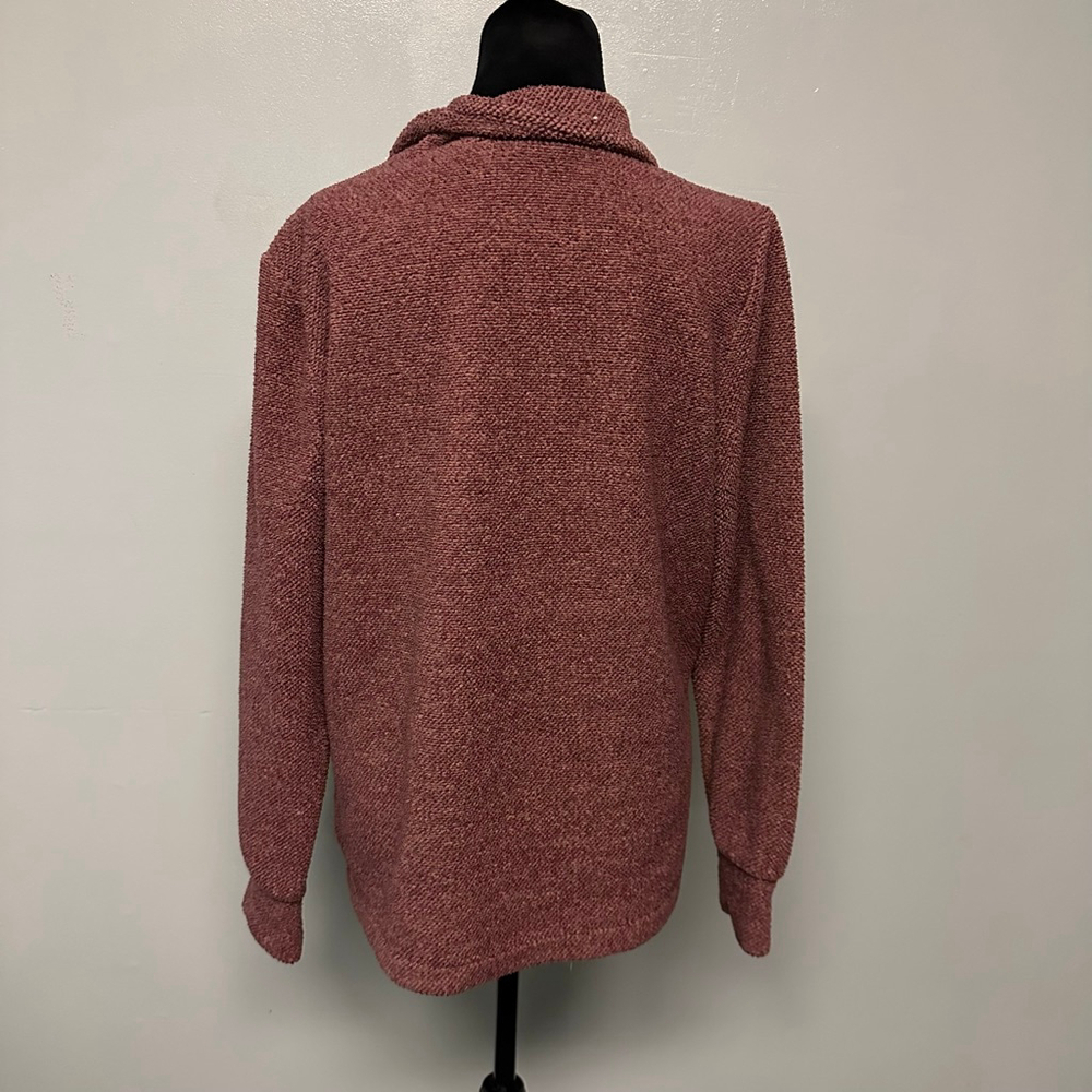 Balance Collection Maroon 3/4 button Sweater womens Large heavy knit pockets - Picture 4 of 12